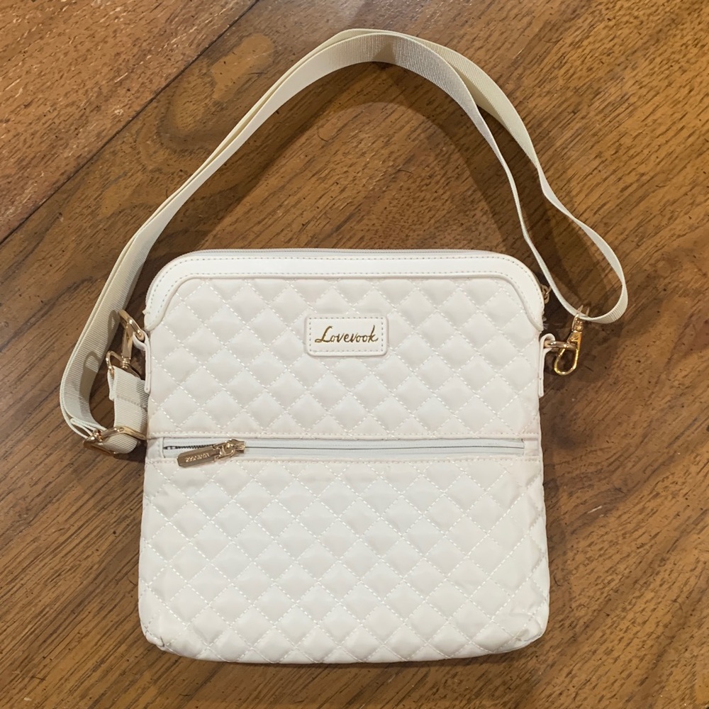 Lovook Quilted Cream Crossbody Bag